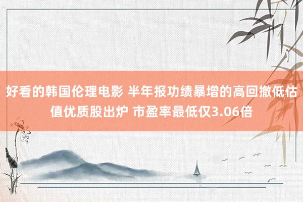 好看的韩国伦理电影 半年报功绩暴增的高回撤低估值优质股出炉 市盈率最低仅3.06倍