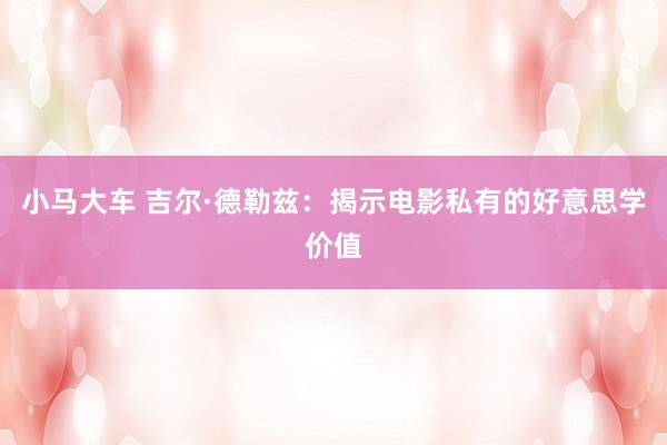 小马大车 吉尔·德勒兹：揭示电影私有的好意思学价值