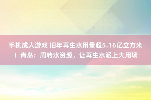 手机成人游戏 旧年再生水用量超5.16亿立方米！青岛：周转水资源，让再生水派上大用场