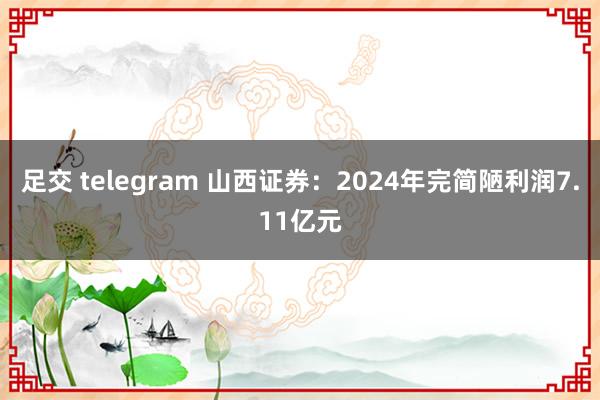 足交 telegram 山西证券：2024年完简陋利润7.11亿元
