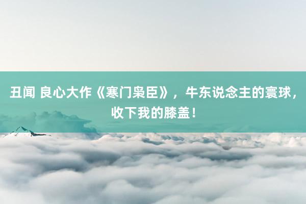 丑闻 良心大作《寒门枭臣》，牛东说念主的寰球，收下我的膝盖！