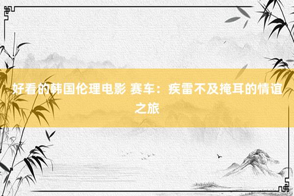 好看的韩国伦理电影 赛车：疾雷不及掩耳的情谊之旅